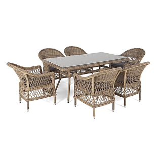 Обеденная группа 4SIS Амароне на 6 персоны, цвет соломенный, садовая мебель