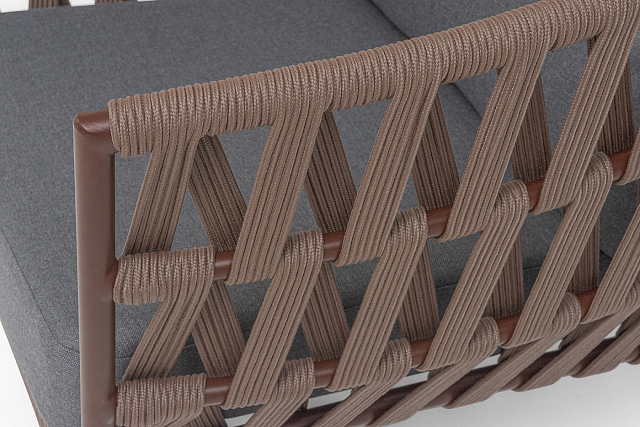 Кресло из роупа 4SIS Диего, каркас коричневый, роуп коричневый, ткань темно-серая 