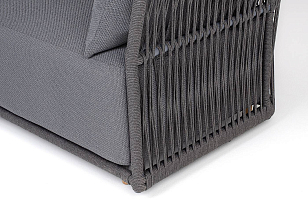 Диван 4SIS трехместный Лугано, темно-серый муар, роуп темно-серый, ткань темно-серая, садовая мебель
