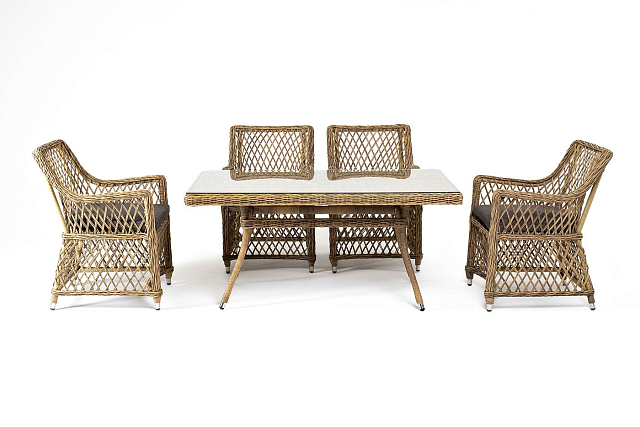 Обеденная группа 4SIS Латте-140 L, цвет соломенный 