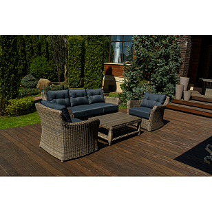 Лаунж зона Lite Venezia (3-местный диван, кофейный столик, 2 кресла) Цвет: коричневый, садовая мебель