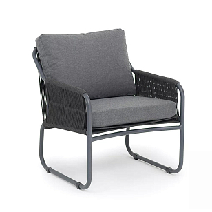 Кресло из роупа 4SIS Ането, каркас темно-серый муар, роуп темно-серый, ткань темно-серая 027, садовая мебель