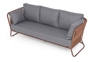 Диван 4SIS Багамы 3-местный, каркас коричневый муар, роуп BZ23-ED31, ткань темно-серая, садовая мебель