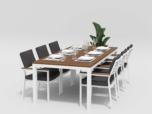Обеденная зона Gardenini Bella 220 Белый / Антрацит 