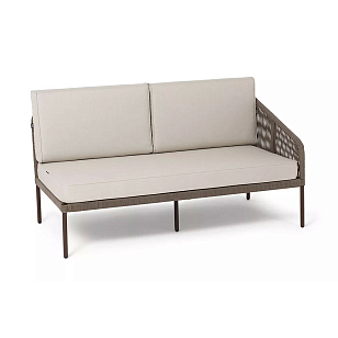 Модуль левый 4SIS Канны, каркас коричневый (RAL8016) муар, роуп коричневый, ткань бежевая 035, садовая мебель