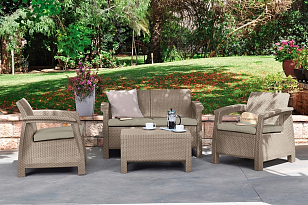 Лаунж зона Keter Corfu Set капучино, садовая мебель