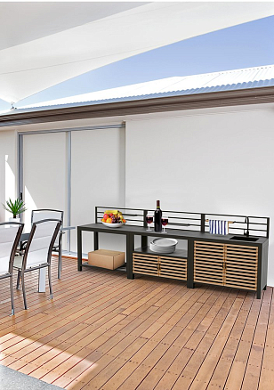 Модульная летняя кухня Brafab Bellac прямая с ручками из тика для приготовления пищи Модульная летняя кухня Brafab Bellac прямая с ручками из тика для сада