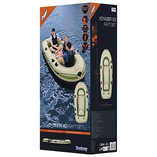 Лодка 3-местная Bestway Voyager X3 294 х 137 для серфинга Лодка 3-местная Bestway Voyager X3 294 х 137