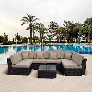 Комплект мебели из искусственного ротанга Lite Mia Brown Beige, садовая мебель