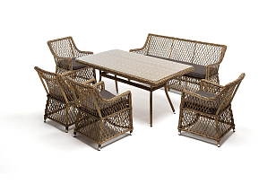 Обеденная группа 4SIS Катания на 6 персон , цвет соломенный, садовая мебель