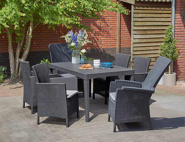 Стол Keter Girona table flat waves графит 