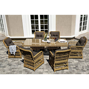 Обеденная группа 4SIS Цесена Цвет: соломенный для дачи Обеденная группа 4SIS Цесена Цвет: соломенный, садовая мебель