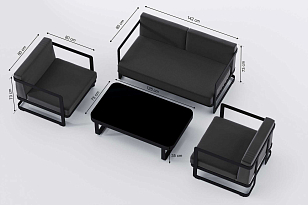 Лаунж зона Gardenini Villino Grey, садовая мебель