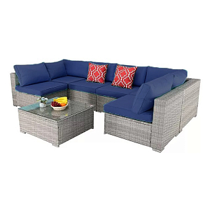 Комплект мебели из искусственного ротанга Lite Mia Grey Blue, садовая мебель