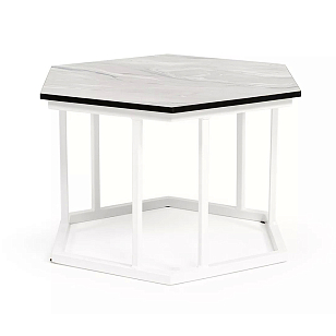 Интерьерный стол 4SIS Женева 50 х 50, каркас белый муар, столешница пепельный мрамор для дачи Интерьерный стол 4SIS Женева 50 х 50, каркас белый муар, столешница пепельный мрамор, садовая мебель