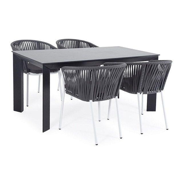 Обеденная группа 4SIS Флоренция на 4 персоны из роупа Цвет: белый, серый 