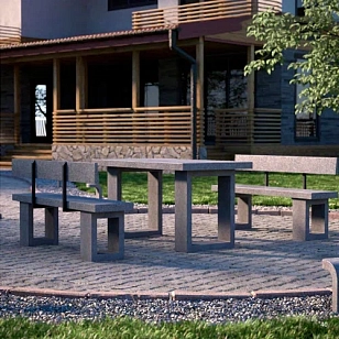 Комплект мебели из бетона Concretika для сада и загородного дома Комплект мебели из бетона Concretika, уличное оборудование