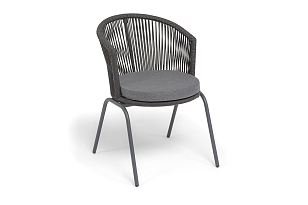 Стул 4SIS Люксембург, каркас темно-серый (RAL7024) муар, роуп темно-серый, ткань темно-серая 027, садовая мебель