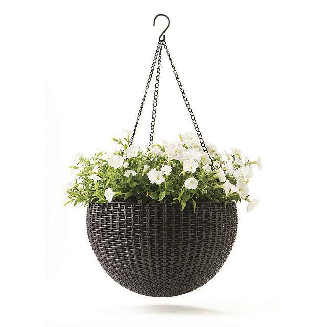 Кашпо Keter под ротанг подвесное Hanging Sphere Planter коричневый 
