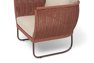 Кресло 4SIS Фиджи, каркас коричневый муар, роуп красный, ткань Mossle бежевая, садовая мебель