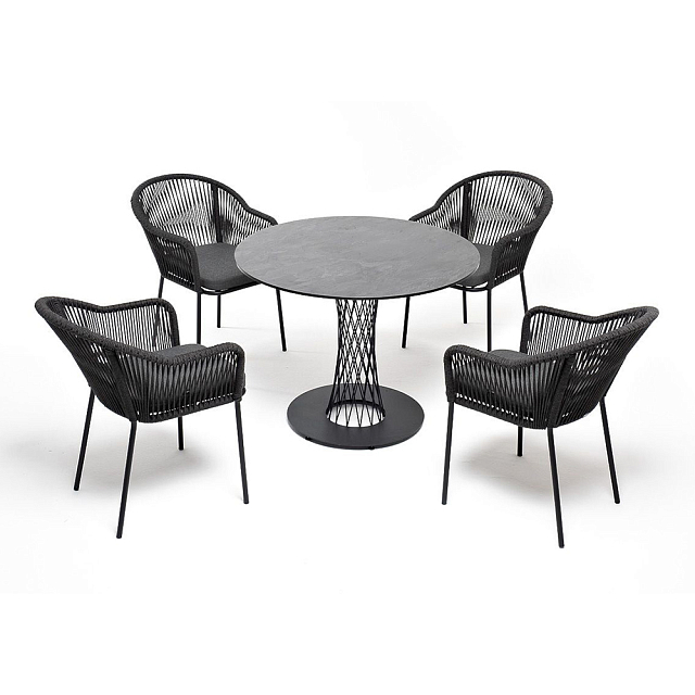 Обеденная группа 4SIS Лион на 4 персоны Цвет: темно-серый, серый гранит 