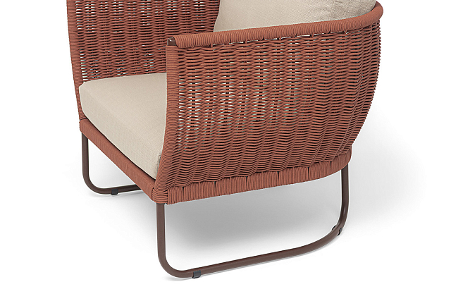 Кресло 4SIS Фиджи, каркас коричневый муар, роуп красный, ткань Mossle бежевая 