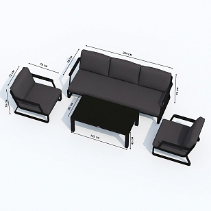 Лаунж зона Ideal Patio Estivo с трехместным диваном Цвет: карбон, антрацит, садовая мебель