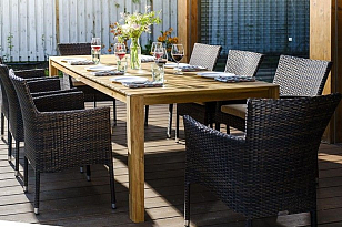 Стол обеденный из акации Joygarden Aura 215 см для дачи Стол обеденный из акации Joygarden Aura 215 см, садовая мебель