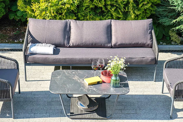 Диван 4SIS Канны трехместный из роупа Цвет: темно-серый 