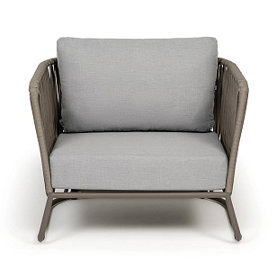 Кресло 4SIS Багамы, каркас бежево-серый муар, роуп серо-коричневый, ткань светло-серая, садовая мебель