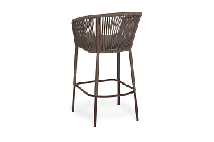 Стул барный 4SIS Марсель, каркас темно-серый муар, роуп коричневый, ткань темно-серая, садовая мебель