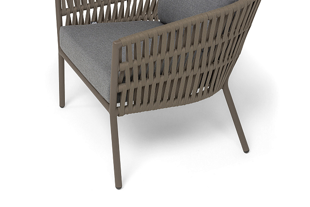 Кпесло 4SIS Комо, каркас бежево-серый муар, роуп серо-коричневый, ткань темно-серая 