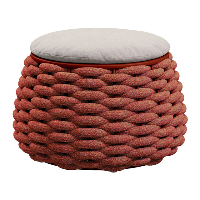 Пуф-столик плетеный с подушкой Tagliamento Pouf Цвет: терракот, бежевый 