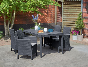 Кресло обеденное Keter Iowa графит для дачи Кресло обеденное Keter Iowa графит, садовая мебель