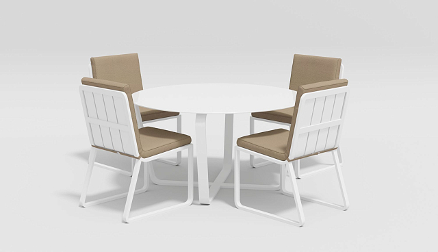 Обеденная зона Gardenini Primavera Белый / Бежевый с стульями Voglie 