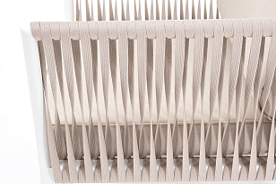 Кресло 4SIS Касабланка, каркас белый муар, роуп бежевый, ткань бежевая для дачи Кресло 4SIS Касабланка, каркас белый муар, роуп бежевый, ткань бежевая, садовая мебель