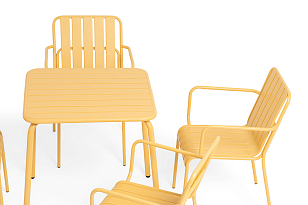 Обеденная группа на 4 персоны 4SIS Гелиос, цвет желтый, садовая мебель