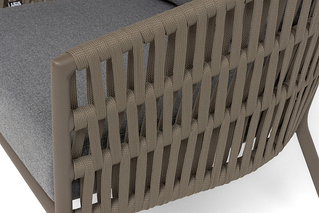 Кпесло 4SIS Комо, каркас бежево-серый муар, роуп серо-коричневый, ткань темно-серая 