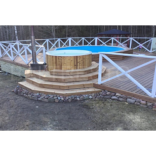 Купель с печкой Baltresto Round Ø1.8 м белая, уличное оборудование