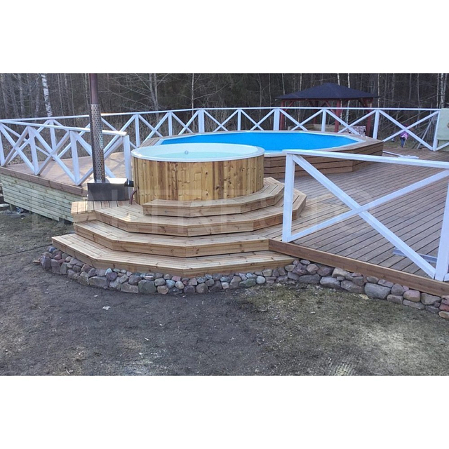 Купель с печкой Baltresto Round Ø1.8 м белая 