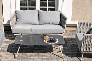 Журнальный стол 4SIS Верона 120 х 65, каркас светло-серый муар, столешница серый гранит, садовая мебель