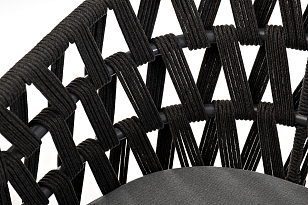 Стул 4SIS Диего из роупа, основание дуб, каркас темно-серый, роуп темно-серый, ткань темно-серая, садовая мебель