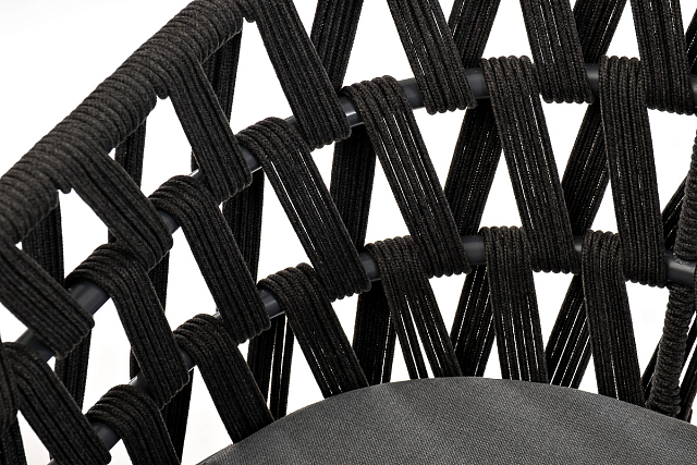 Стул 4SIS Диего из роупа, основание дуб, каркас темно-серый, роуп темно-серый, ткань темно-серая 