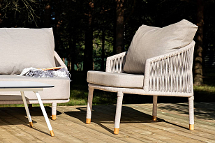 Лаунж-зона 4SIS Верона 5-местная, каркас белый, роуп бежевый, садовая мебель