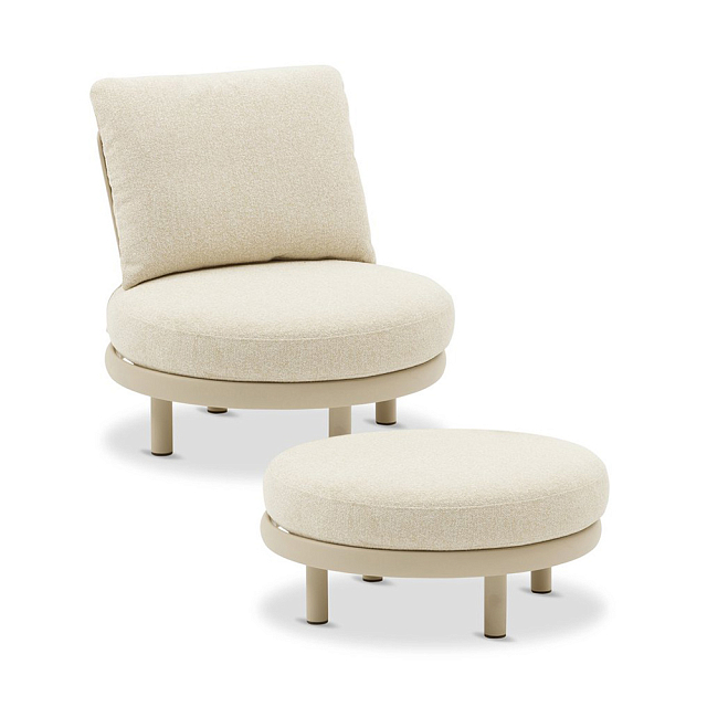 Комплект (пуф и столик) Brafritid Gotland бежевый, алюминий 