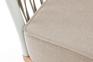 Кресло 4SIS Касабланка, основание дуб, каркас светло-серый муар, роуп серо-коричневый, ткань бежевая 052 для дачи Кресло 4SIS Касабланка, основание дуб, каркас светло-серый муар, роуп серо-коричневый, ткань бежевая 052, садовая мебель