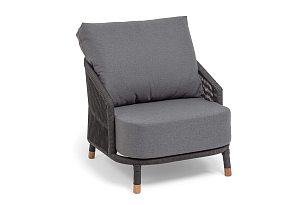 Кресло 4SIS Верона, каркас темно-серый муар, роуп темно-серый, ткань темно-серая, садовая мебель