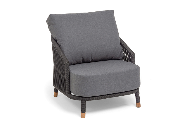 Кресло 4SIS Верона, каркас темно-серый муар, роуп темно-серый, ткань темно-серая 