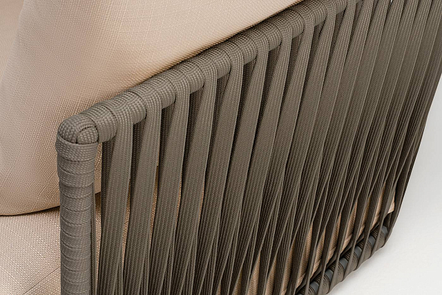 Кресло 4SIS Форли, светло-серый муар, роуп серо-коричневый, ткань Mossle бежевая 