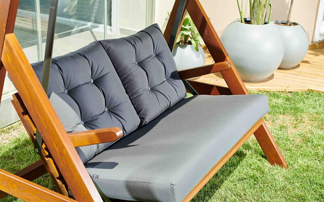 Качели двухместные Lite Paris с серыми подушками 